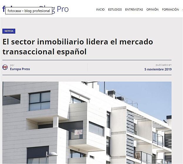 El sector inmobiliario lidera el mercado transaccional espaol